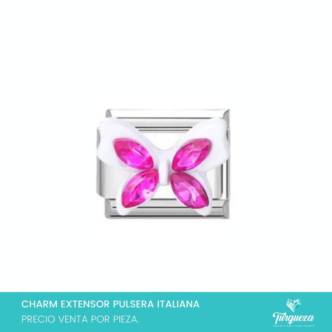 Dije Charm Mariposa para Pulsera Tipo Italiana Plateado Acero Inoxidable