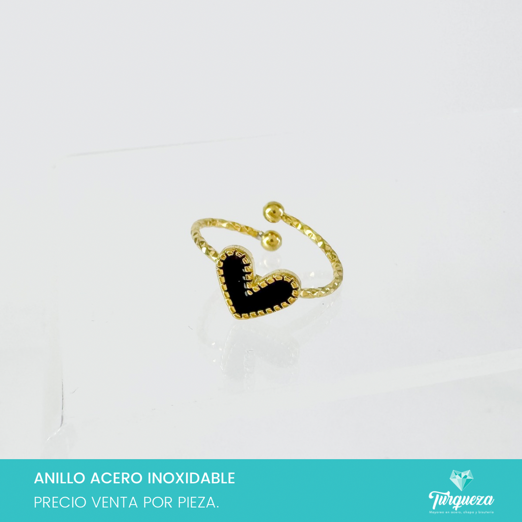 Anillo Corazon Dorado Acero Inoxidable