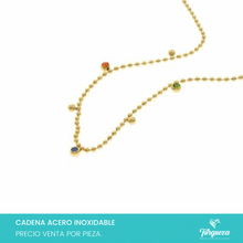 Cargar imagen en el visor de la galería, Collar Zirconias Colores Dorado Acero Inoxidable
