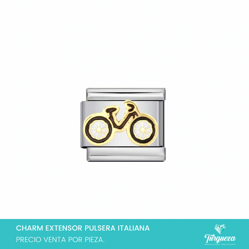 Dije Charm Bicicleta para Pulsera Tipo Italiana Plateado Acero Inoxidable