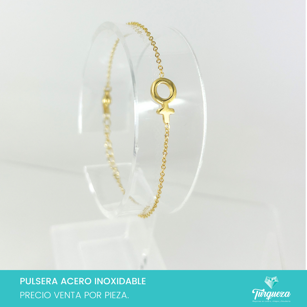 Pulsera Simbolo Mujer Dorada Acero Inoxidable
