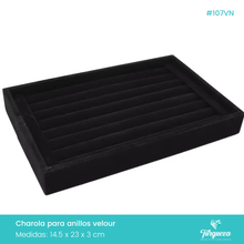 Cargar imagen en el visor de la galería, Exhibidor Charola Para Anillos Tela Terciopelo Negro
