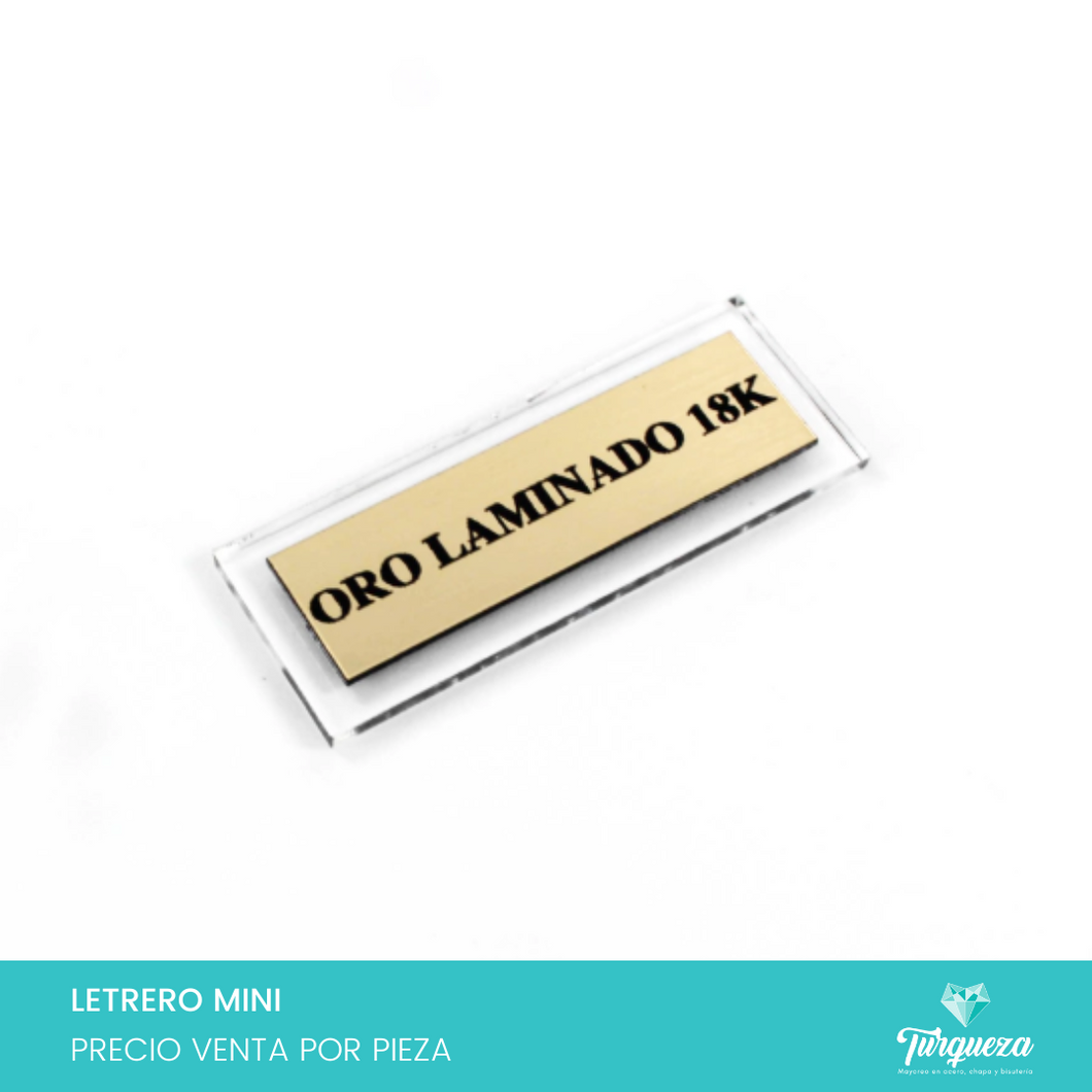 Letrero Mini Joyería ORO LAMINADO 18K