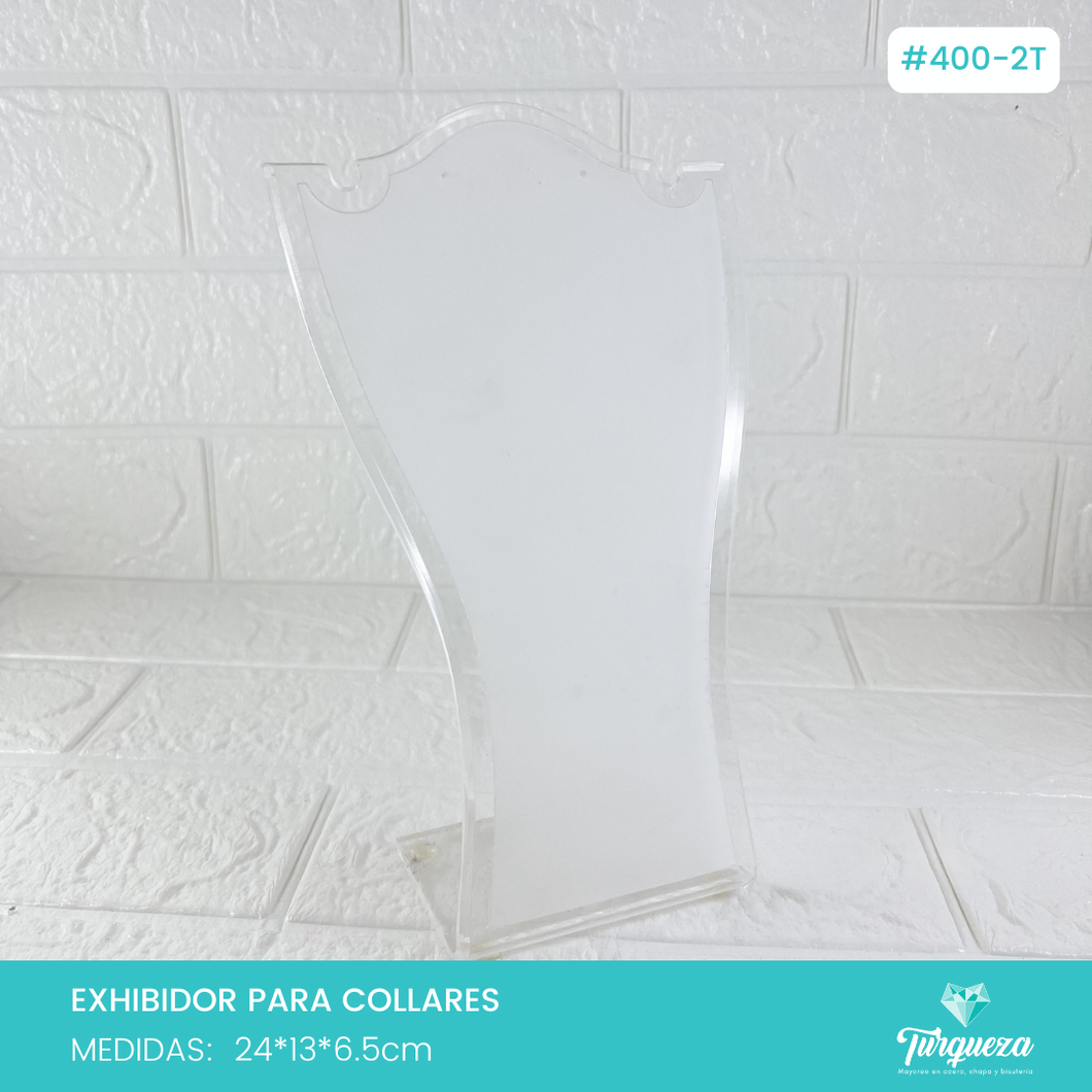 Exhibidor Cuello B CH Collar y Aretes Transparente Glass