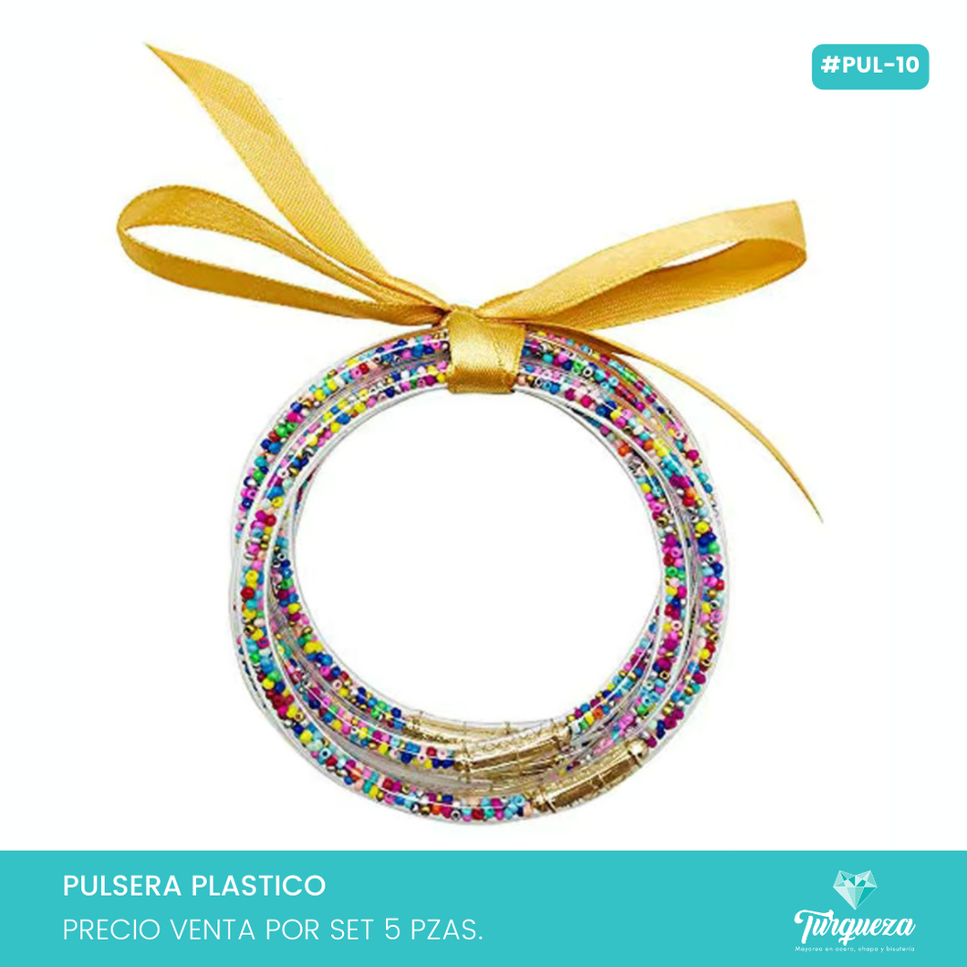 Pulsera Plastico Tibetana Glitter Variedad de Colores