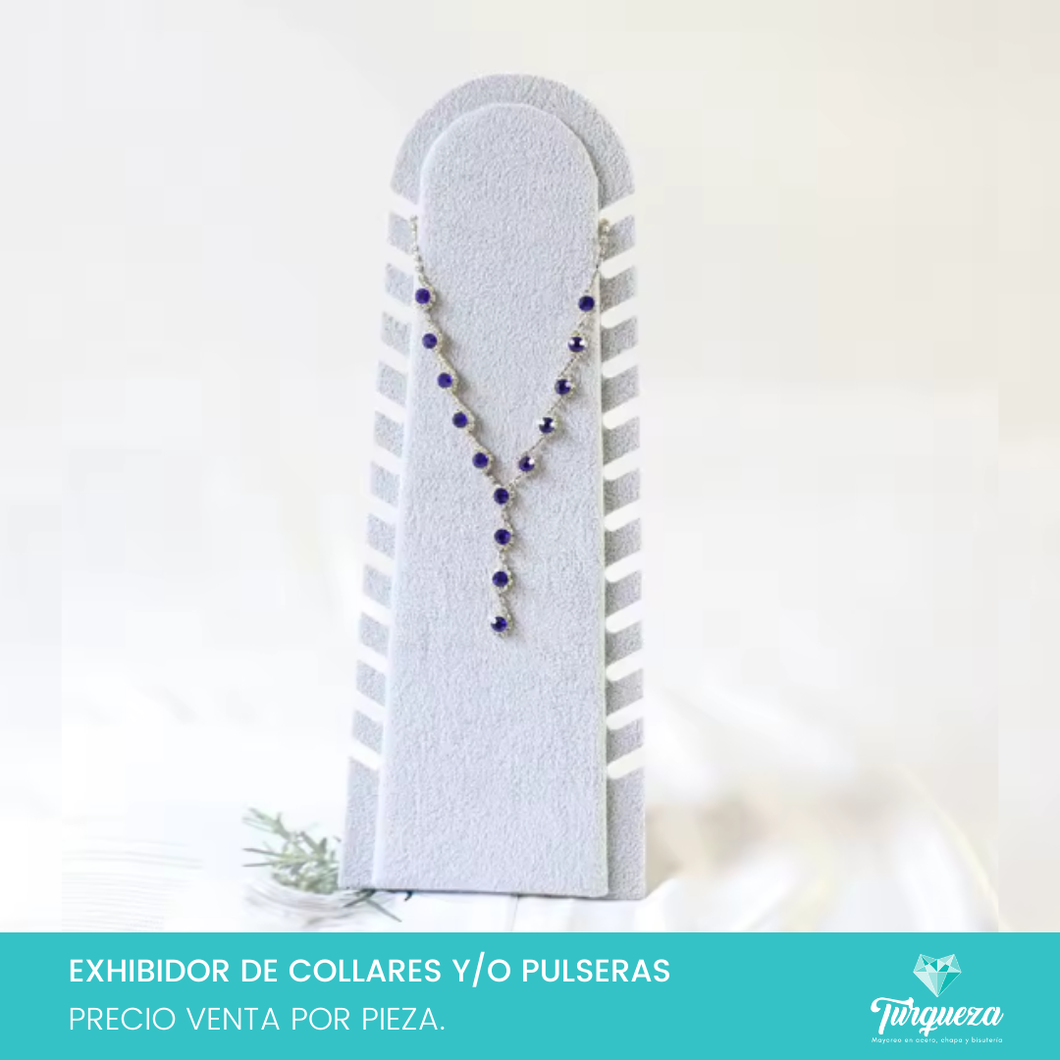 Exhibidor Para Collares y/o Pulseras Vertical Tela Gris