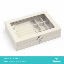 Cargar imagen en el visor de la galería, Joyero Velour Beige Estuche Organizadora de Joyería

