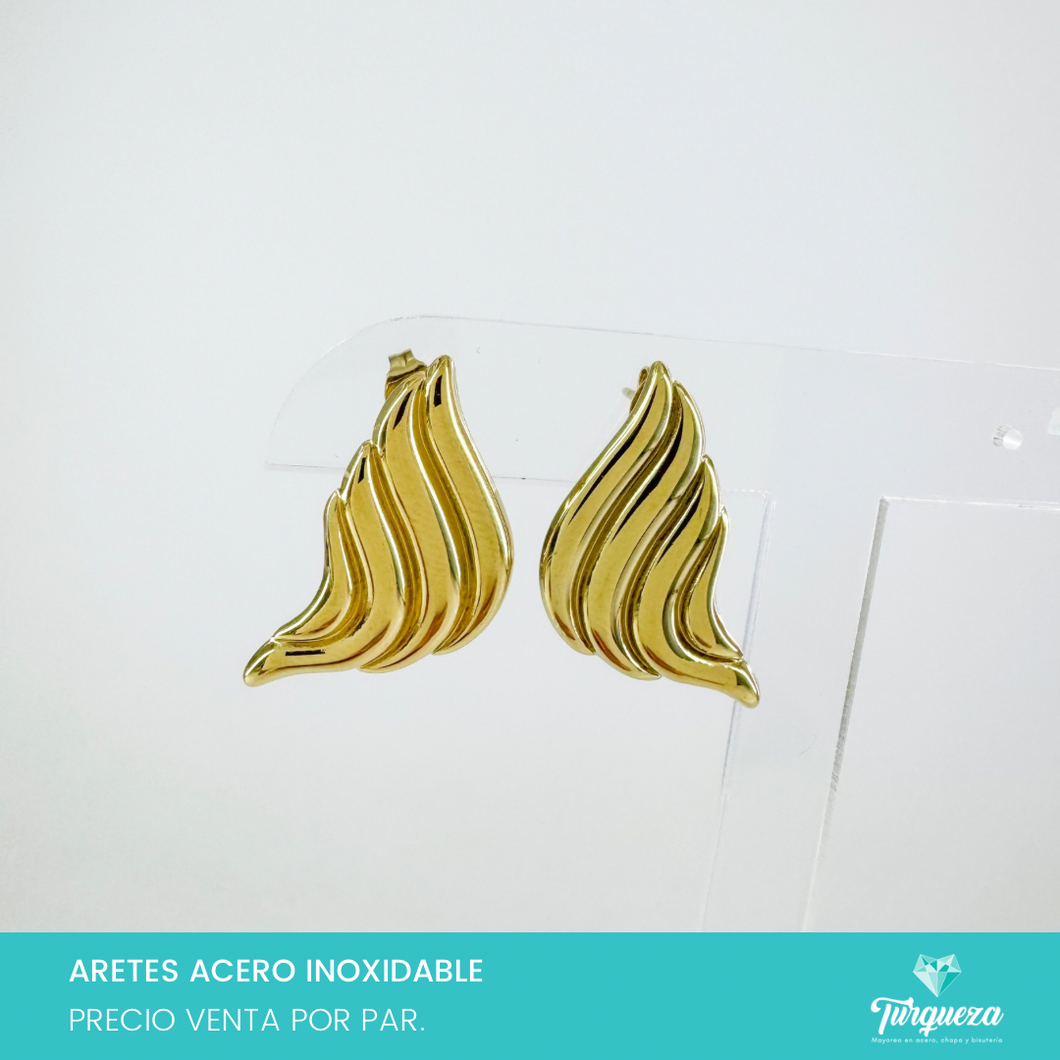 Arete Lineas Dorado 3cm Acero Inoxidable