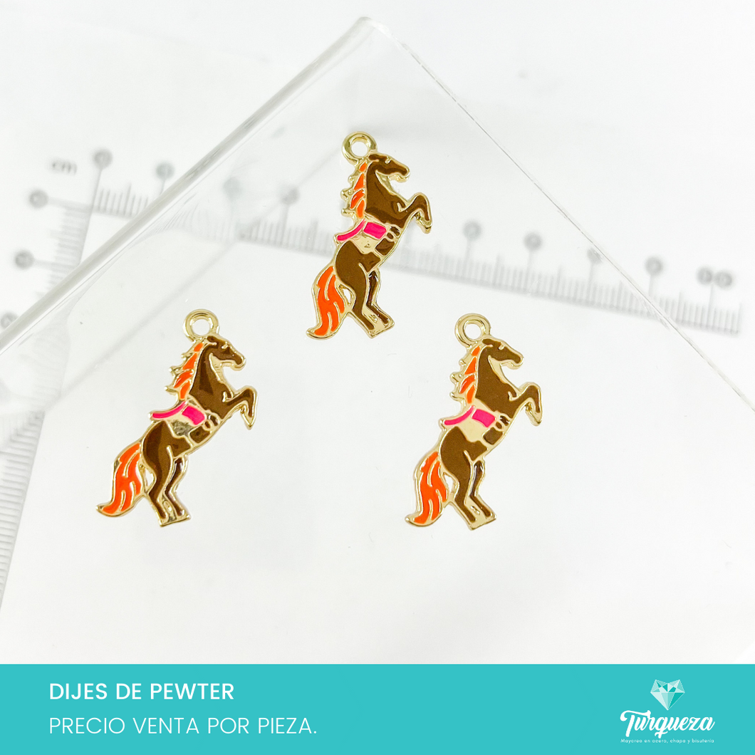 Dije Caballo Vaquero Esmaltado Dorado (1.5x2.5cm) Pewter