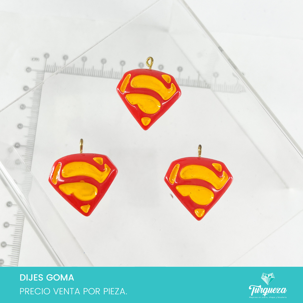 Dije Escudo Super Man (3x 2.6cm) Resina