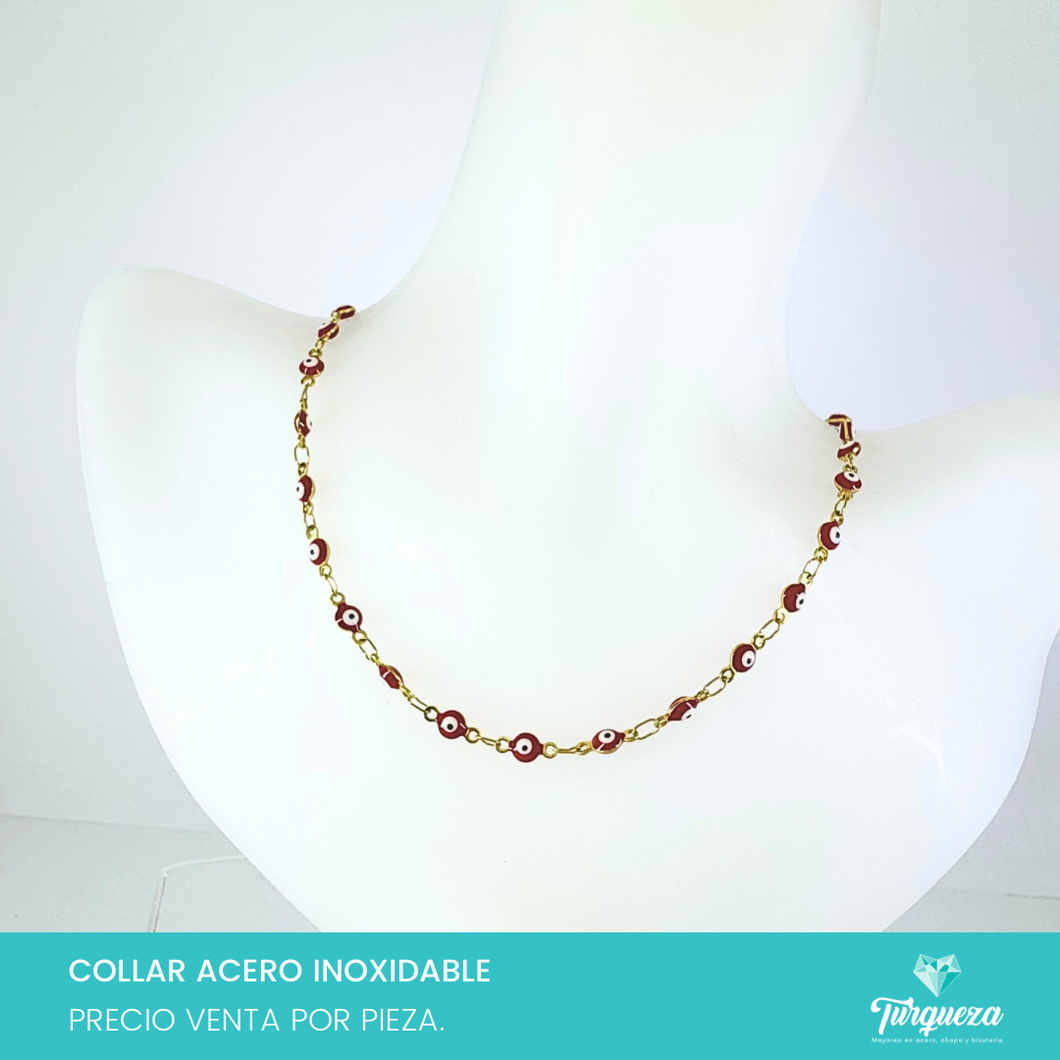 Collar Ojos Rojos Choker Acero Inoxidable