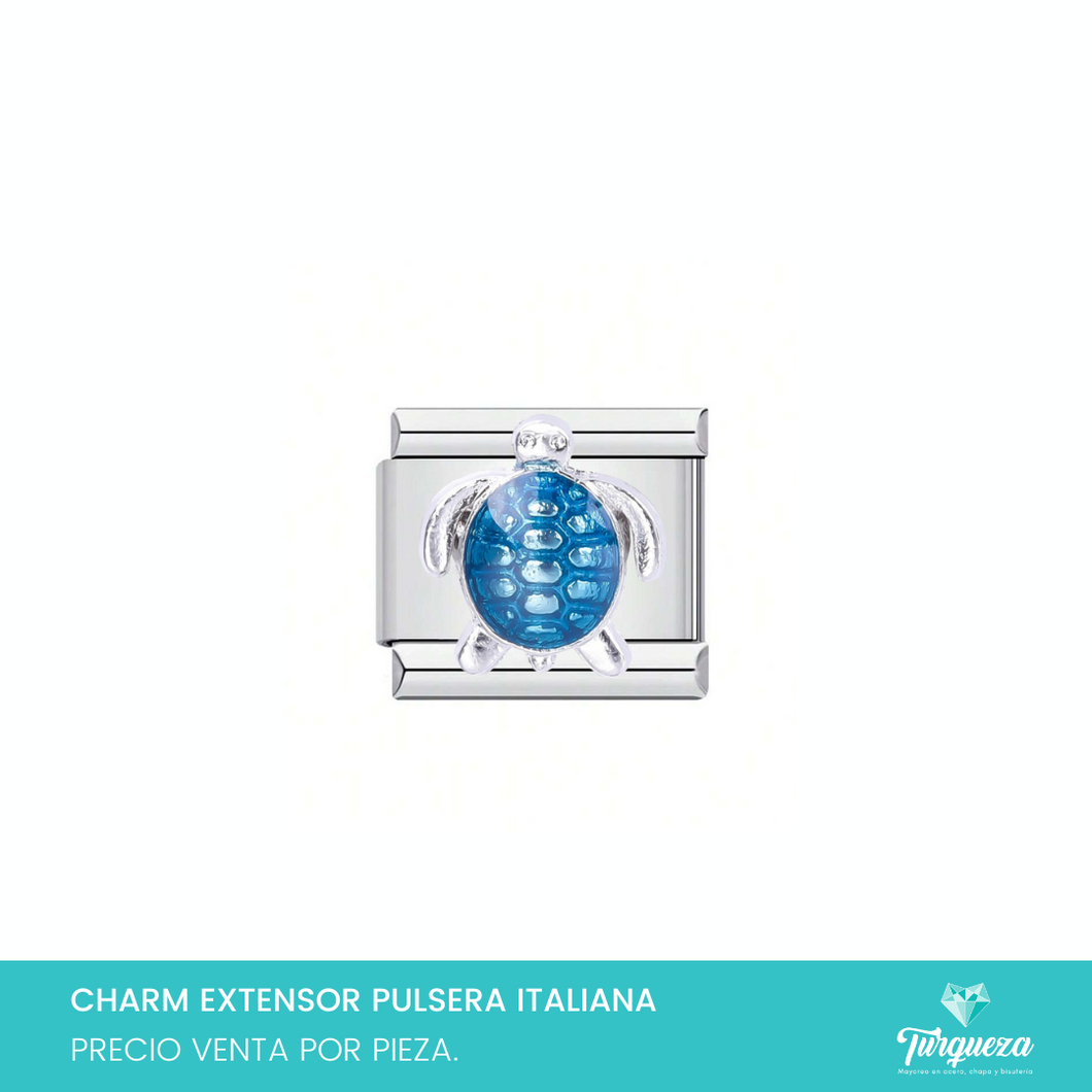 Dije Charm Tortuga para Pulsera Tipo Italiana Plateado Acero Inoxidable