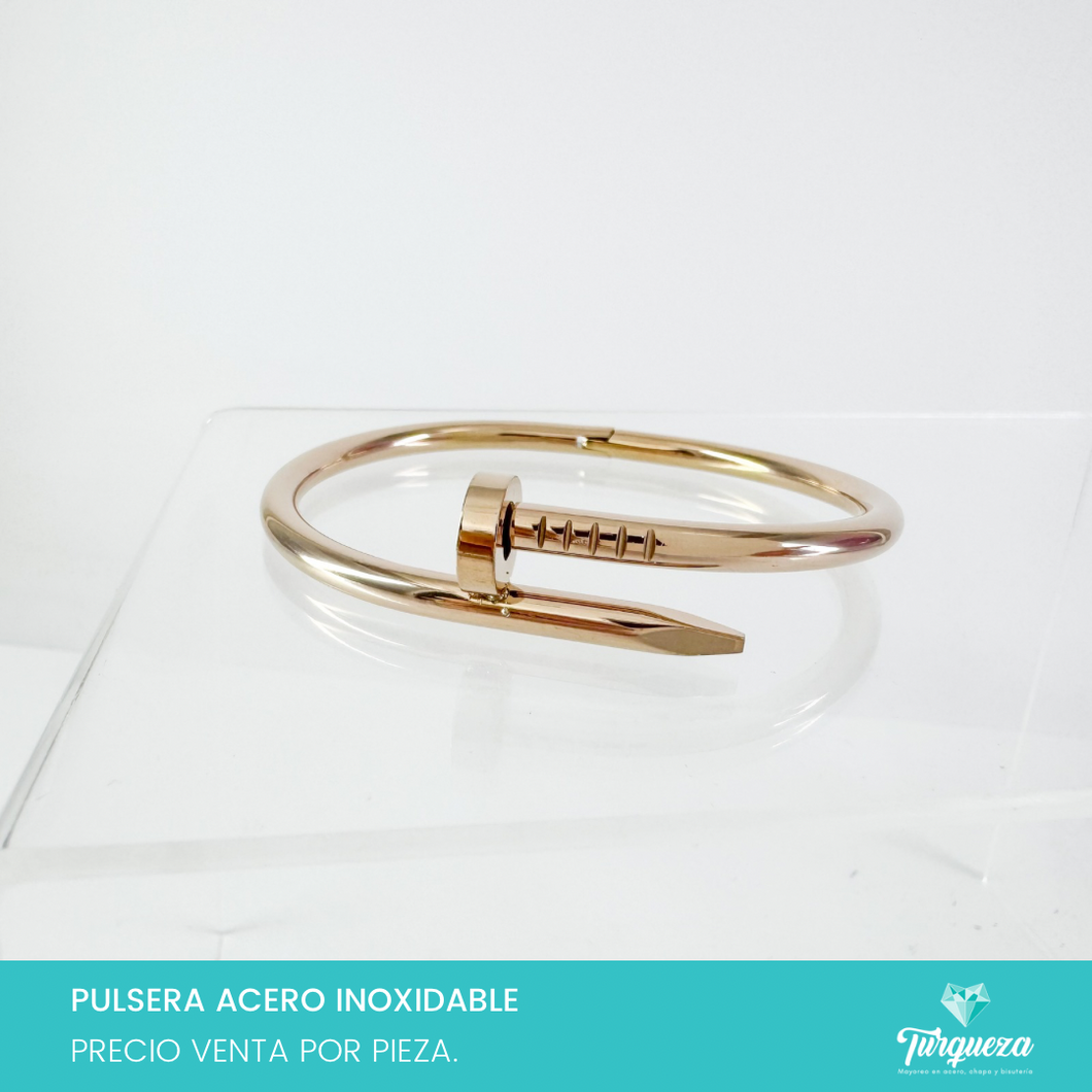 Brazalete Dupe Clavo Rose Gold Acero Inoxidable
