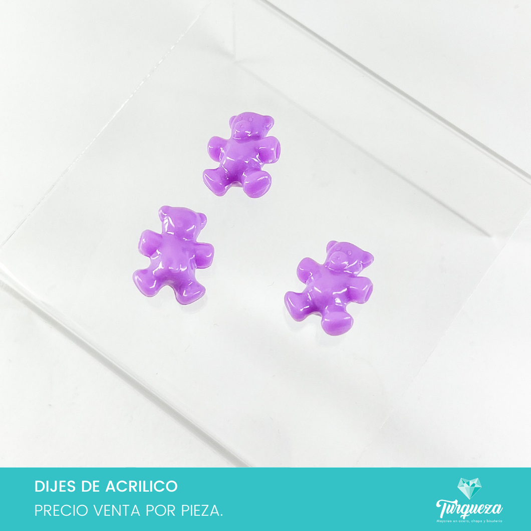 Dije Oso Trasversal Morado(2x2.5cm) Acrilico