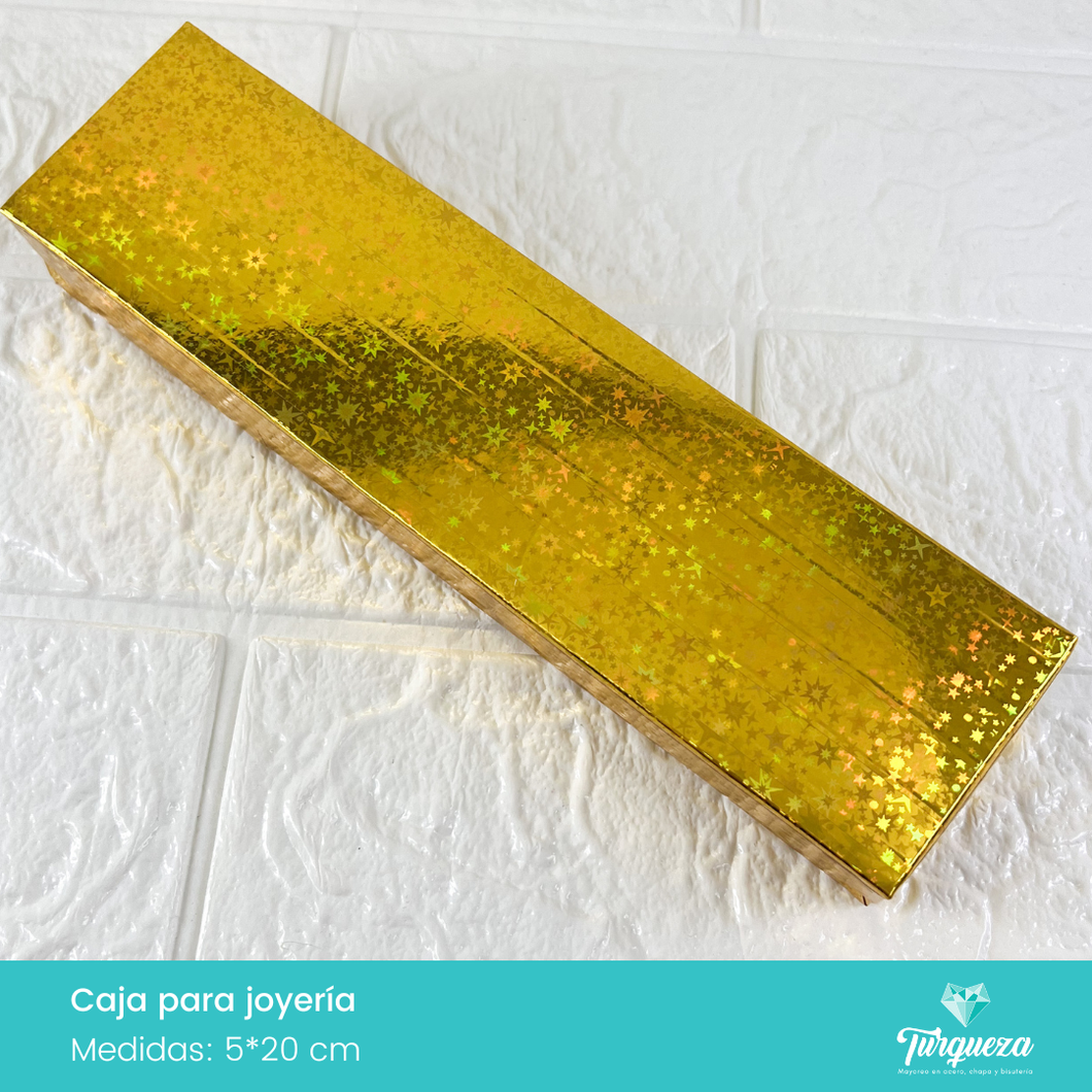 Caja de Joyería Dorada Tornasol Estrellas (5*20cm)