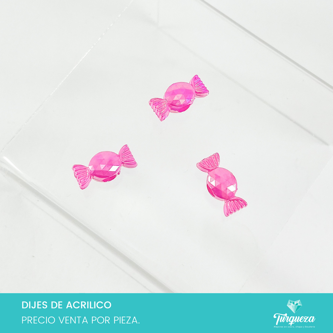 Dije Dulce Trasversal Rosa (1x2.5cm) Acrilico