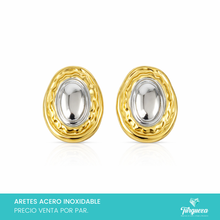 Cargar imagen en el visor de la galería, Arete Ondas Bitono (3cm) Acero Inoxidable
