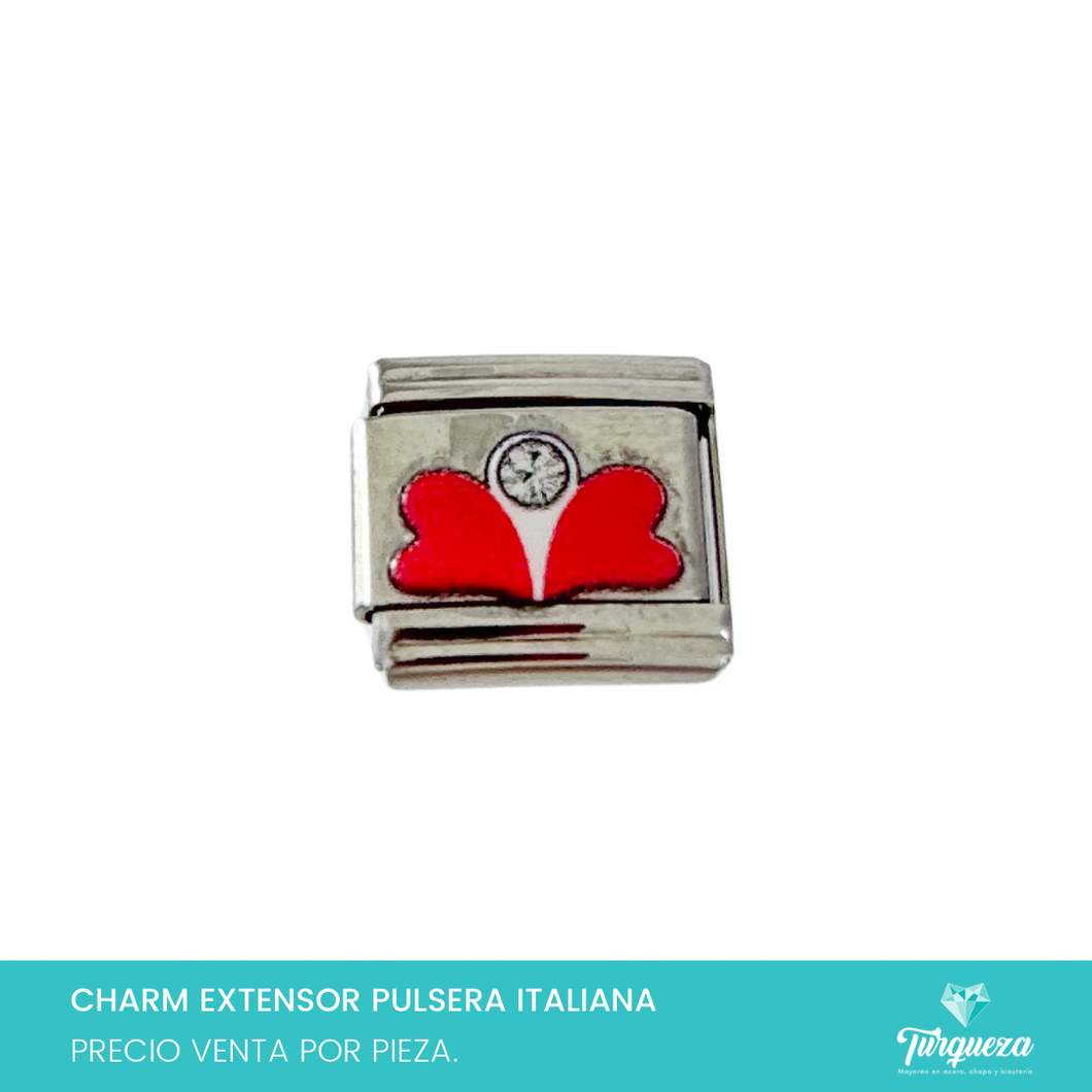 Dije Charm Corazones para Pulsera Tipo Italiana Acero Inoxidableo