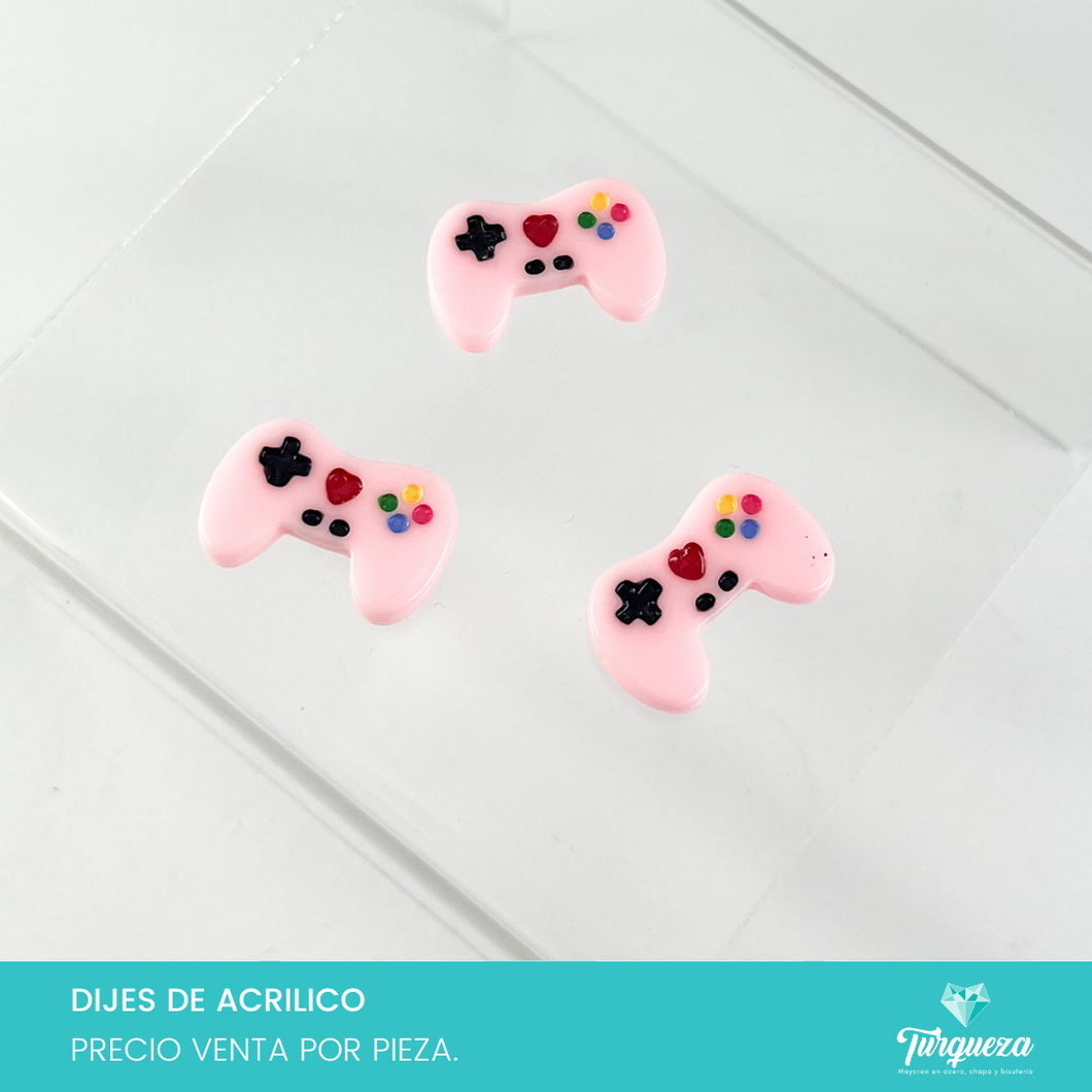 Dije Control Videojuego Rosa Claro (2x3cm) Acrilico