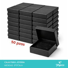 Cargar imagen en el visor de la galería, Pack 50 Cajas de Joyería Negra (9x9x3cm)
