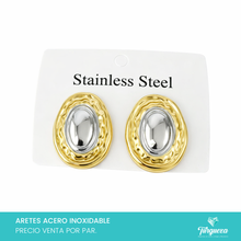 Cargar imagen en el visor de la galería, Arete Ondas Bitono (3cm) Acero Inoxidable
