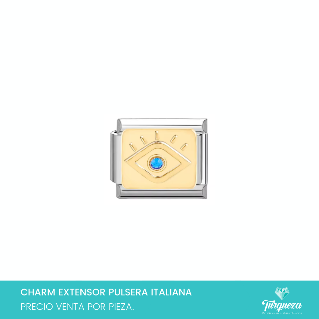 Dije Charm Ojo para Pulsera Tipo Italiana Plateado Acero Inoxidable