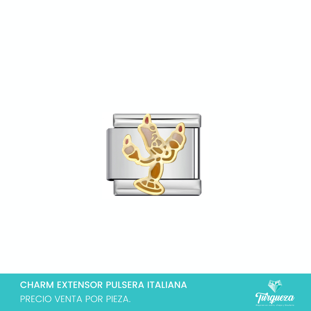 Dije Charm Vela Caricatura para Pulsera Tipo Italiana Plateado Acero Inoxidable