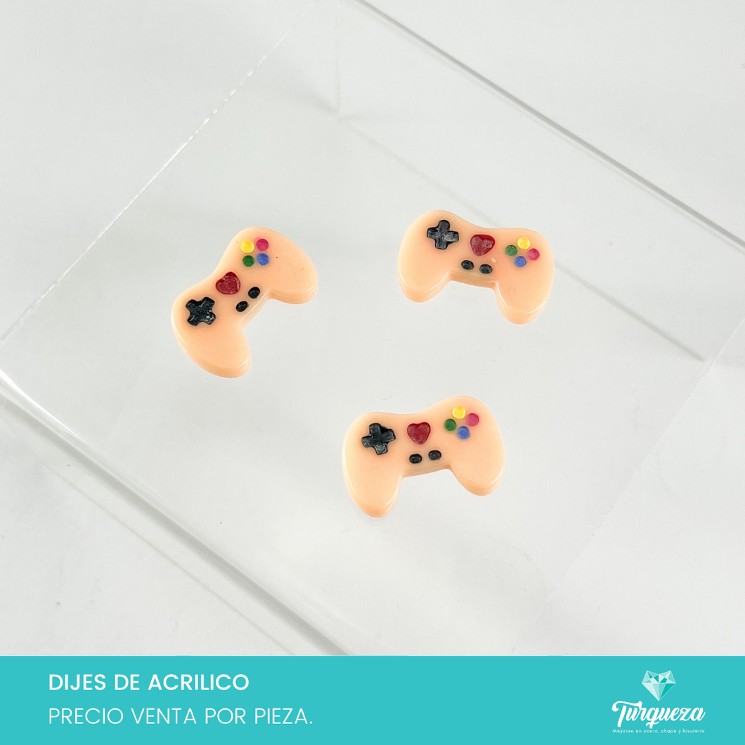 Dije Control Videojuego Naranja Claro (2x3cm) Acrilico