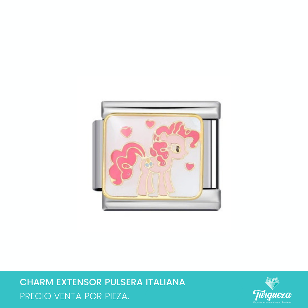 Dije Charm Little Poni para Pulsera Tipo Italiana Plateado Acero Inoxidable