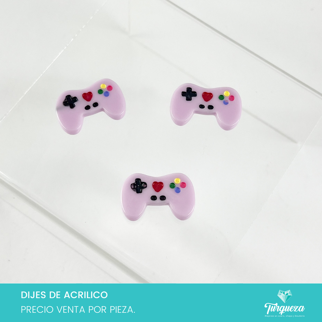 Dije Control Videojuego Lila (2x3cm) Acrilico