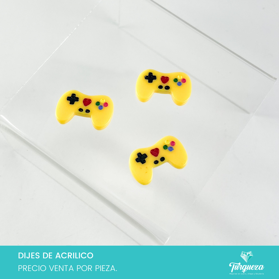 Dije Control Videojuego Amarillo (2x3cm) Acrilico