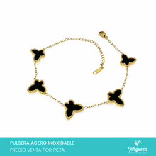 Cargar imagen en el visor de la galería, Pulsera Dupe Vc Mariposa Negra Doble Cara Dorada Acero Inoxidable

