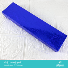 Cargar imagen en el visor de la galería, Caja de Joyería Azul Tornasol Estrellas (5*20cm)
