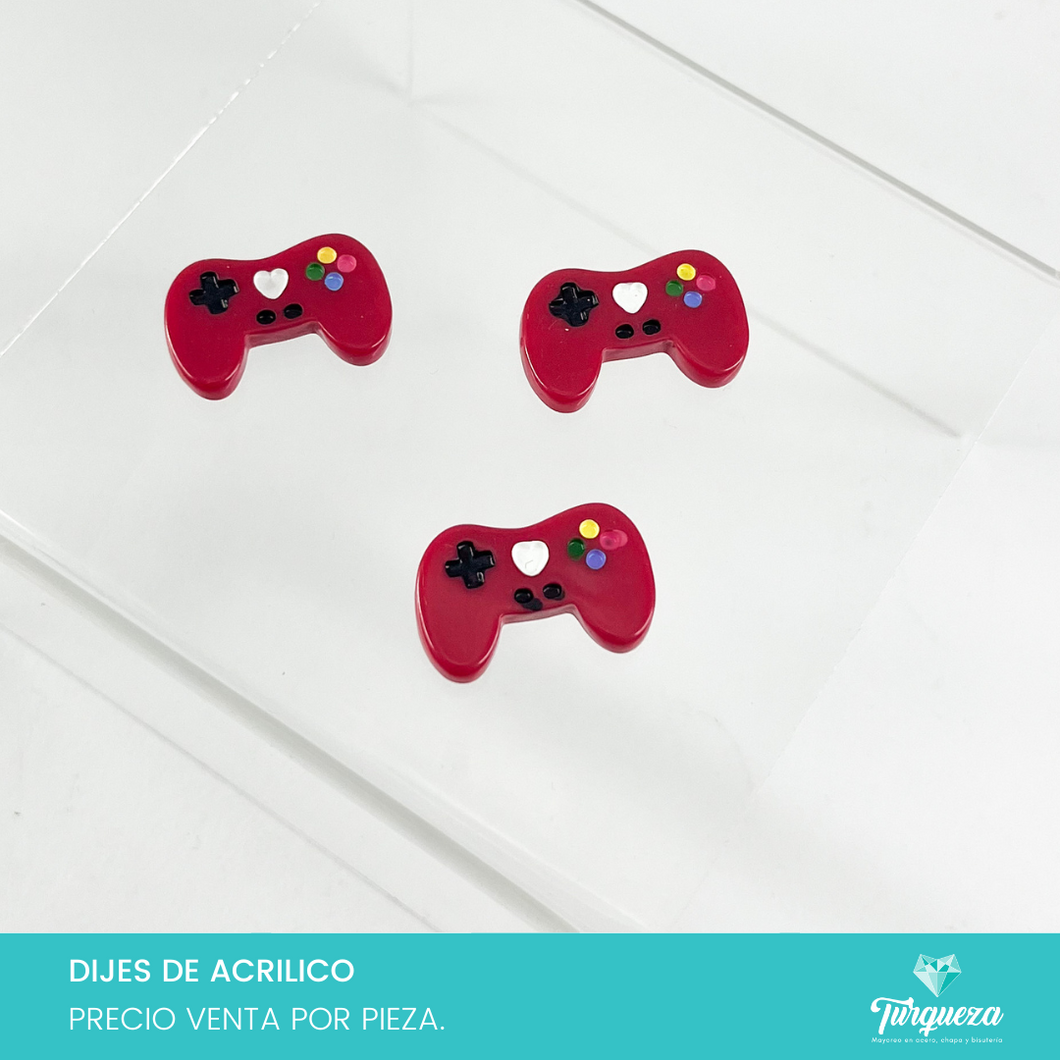 Dije Control Videojuego Rojo (2x3cm) Acrilico