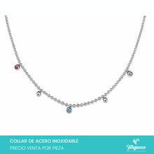 Cargar imagen en el visor de la galería, Collar Zirconias Colores Plateado Acero Inoxidable

