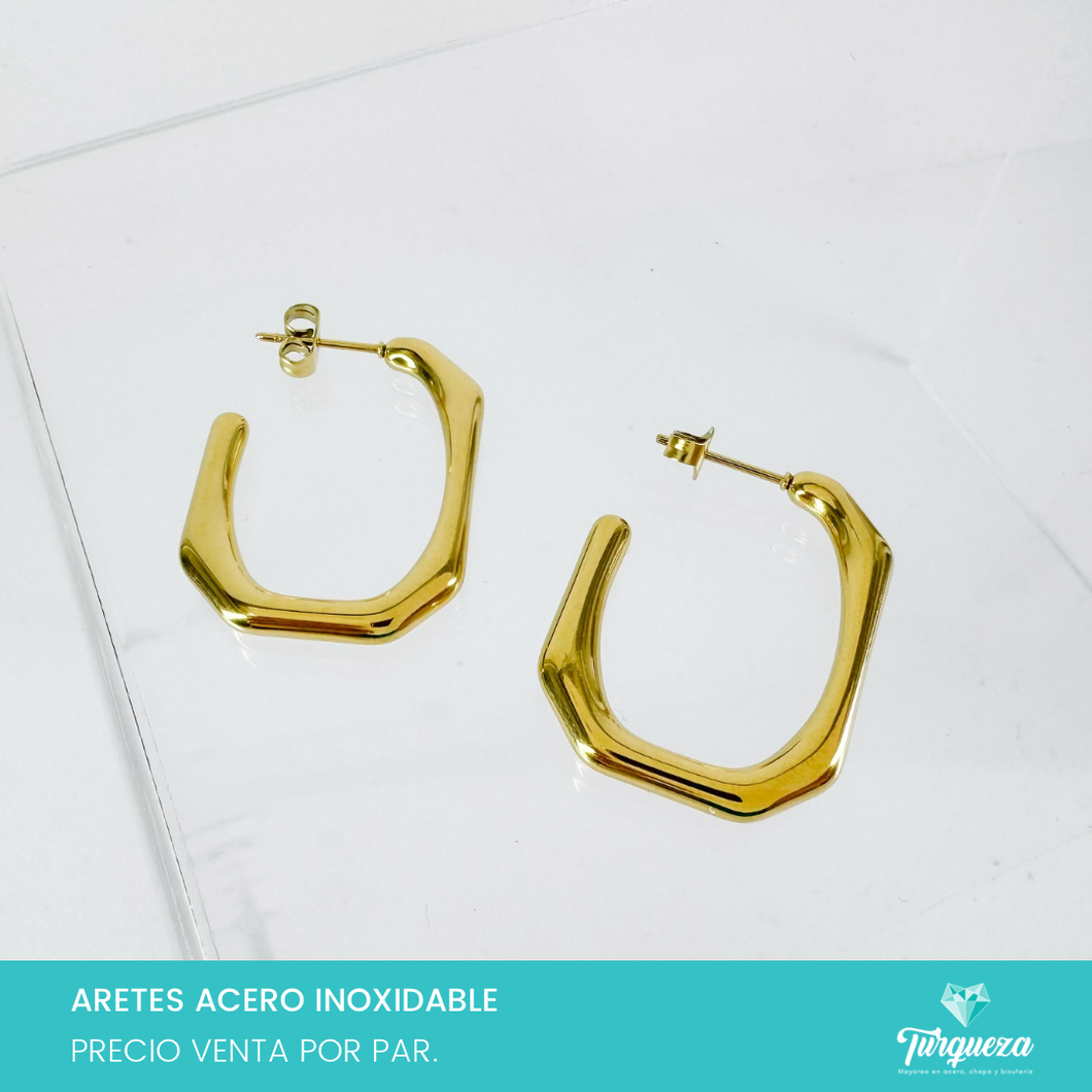 Arete Rectangular Dorado 3cm Acero Inoxidable