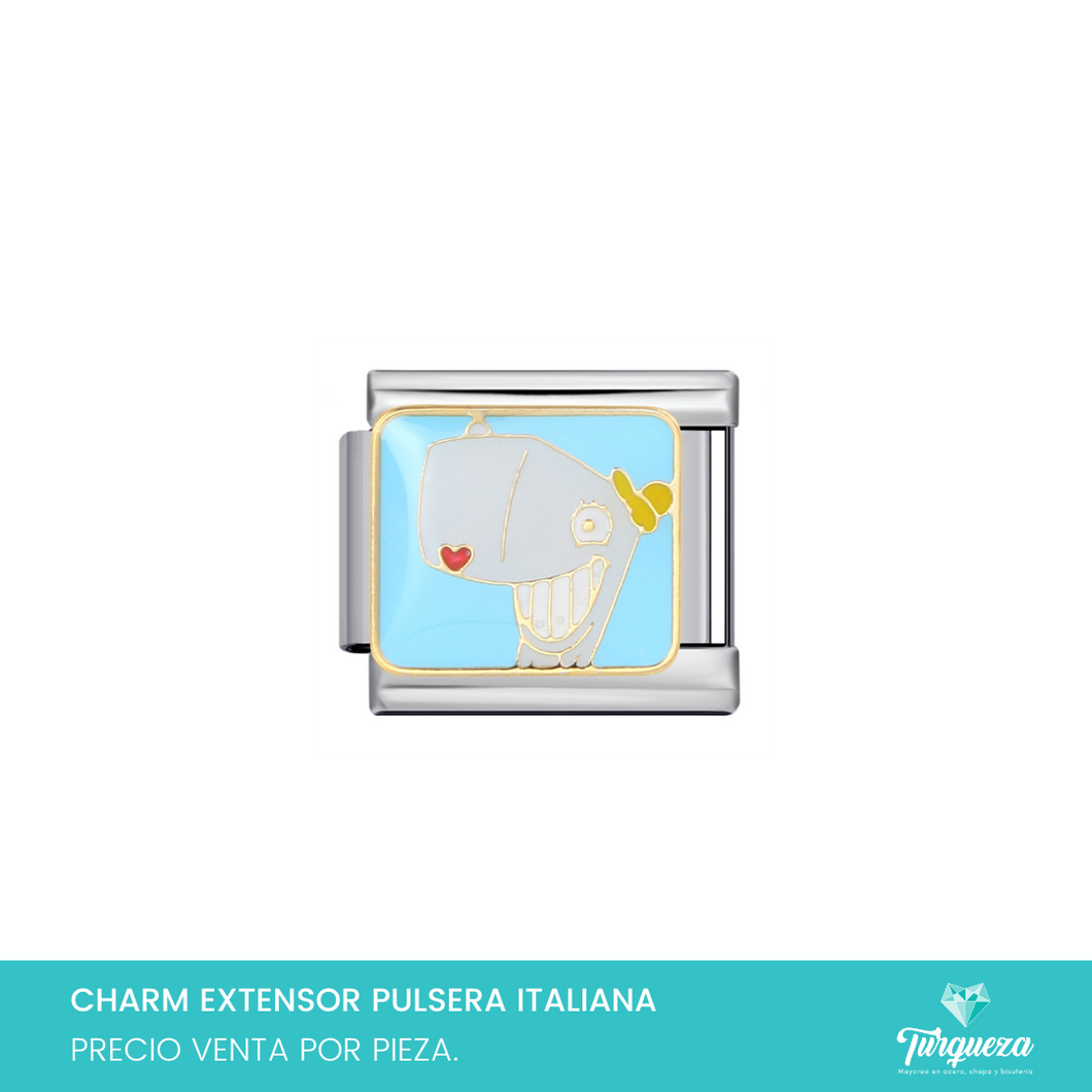 Dije Charm Ballena Caricatura para Pulsera Tipo Italiana Plateado Acero Inoxidable