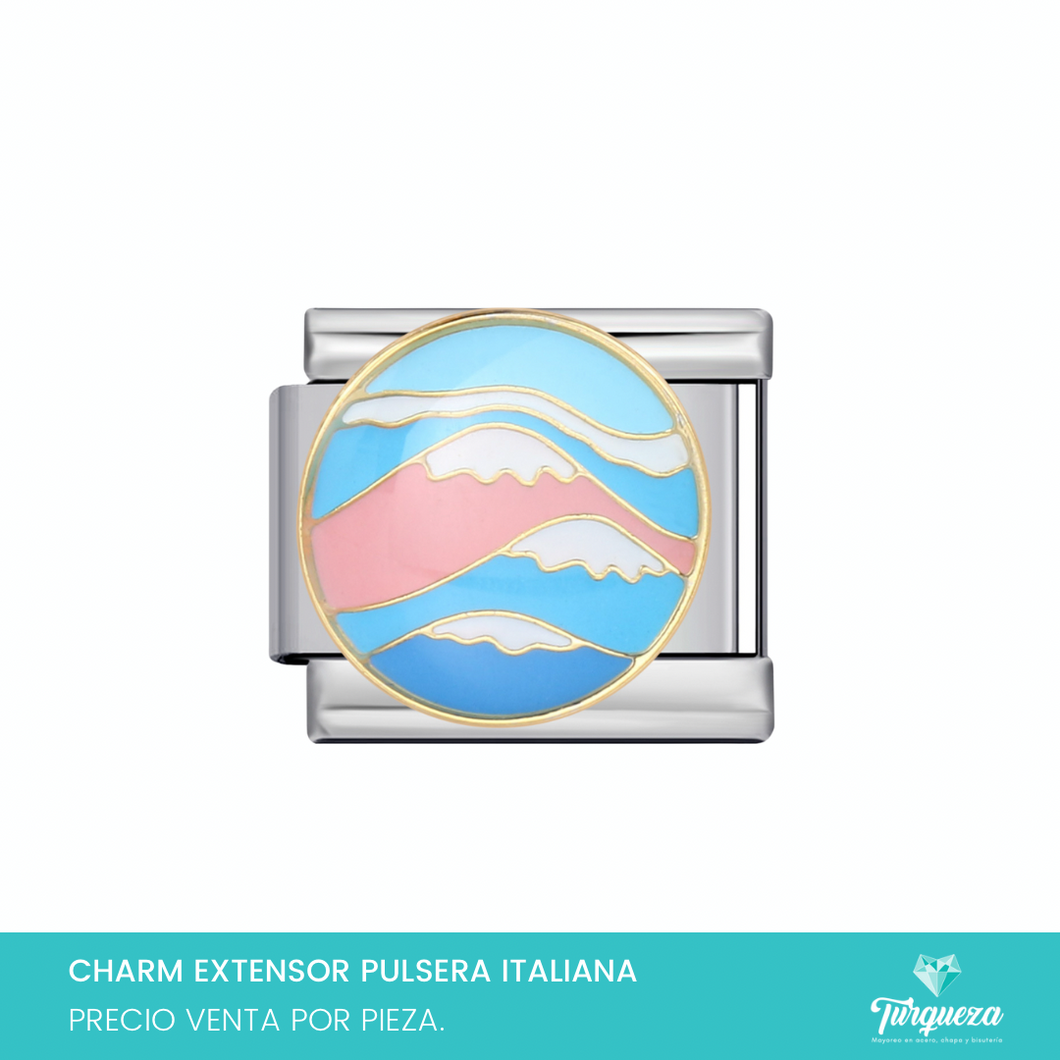 Dije Charm Montañas para Pulsera Tipo Italiana Plateado Acero Inoxidable