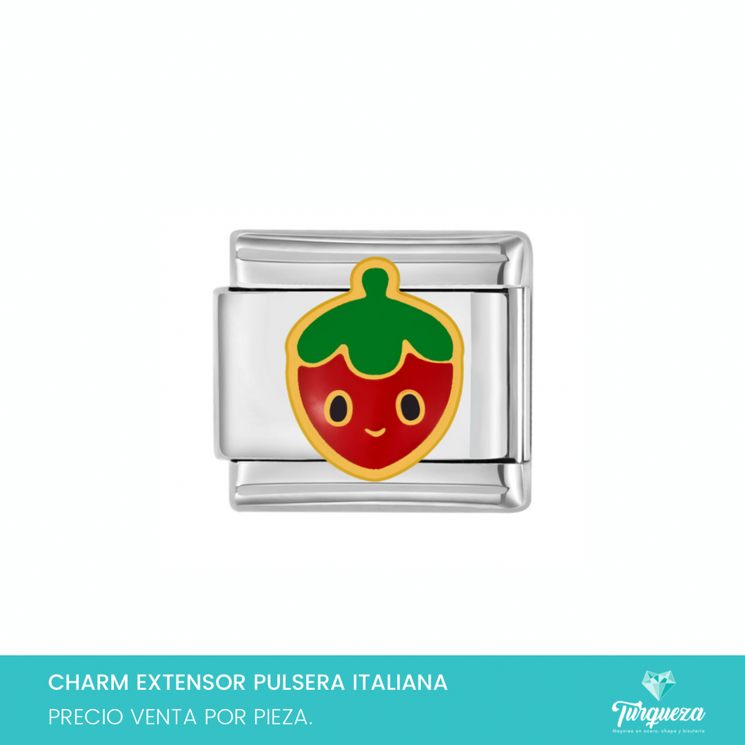 Dije Charm Fresa para Pulsera Tipo Italiana Acero Inoxidable