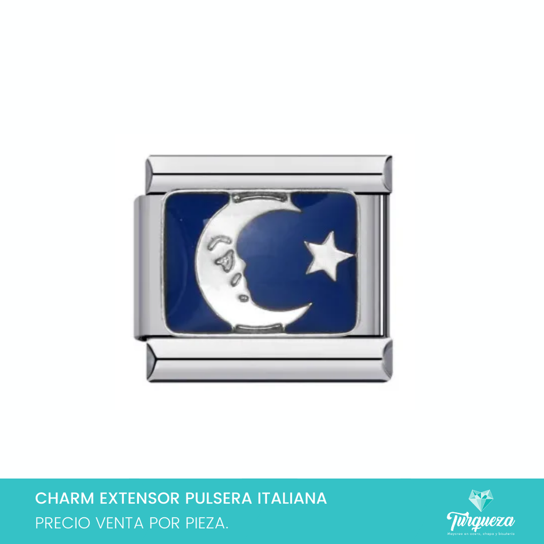 Dije Charm Luna para Pulsera Tipo Italiana Plateado Acero Inoxidable