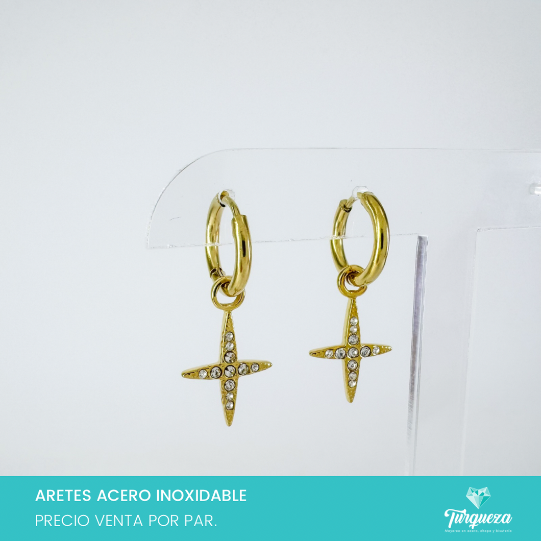 Arete Hoop Destello 3cm Dorado Acero Inoxidable
