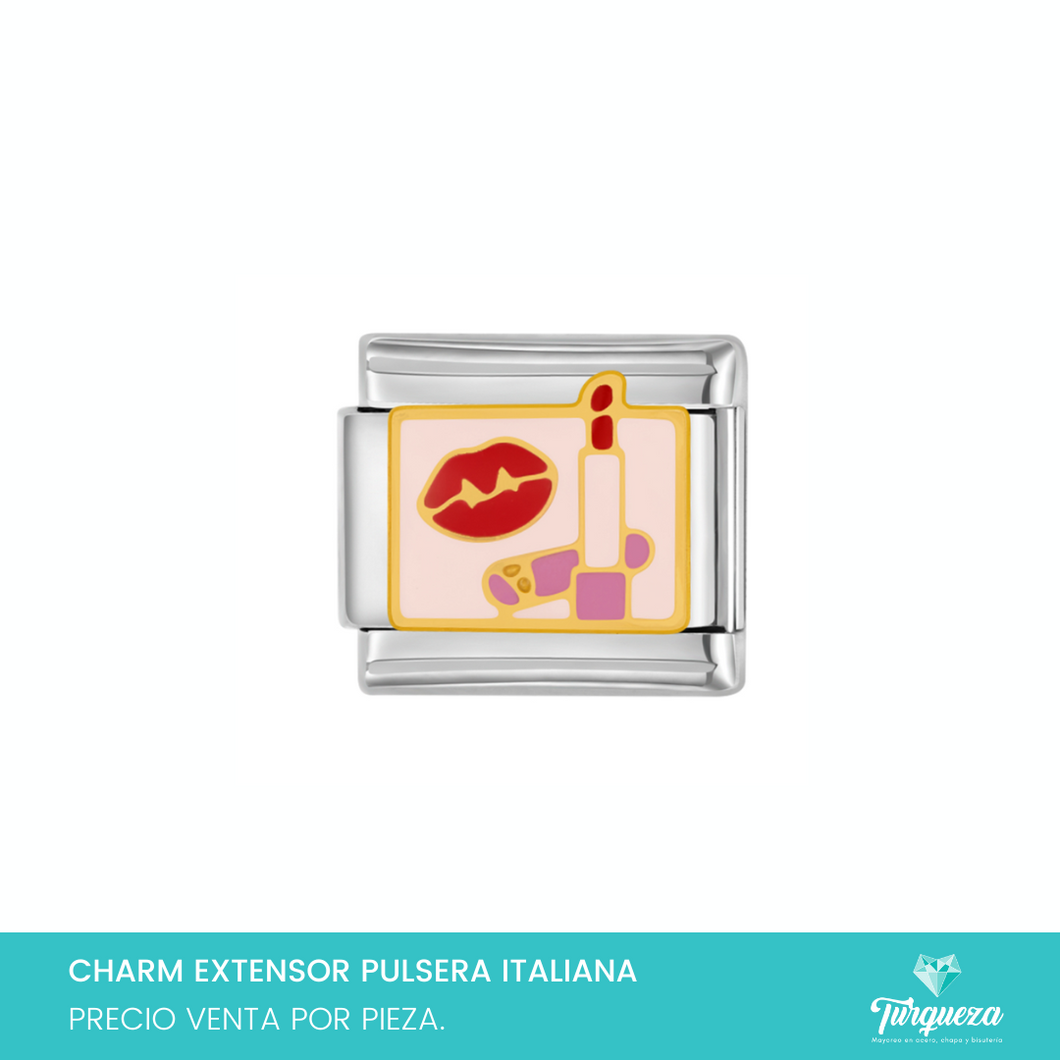 Dije Charm Labial para Pulsera Tipo Italiana Plateado Acero Inoxidable