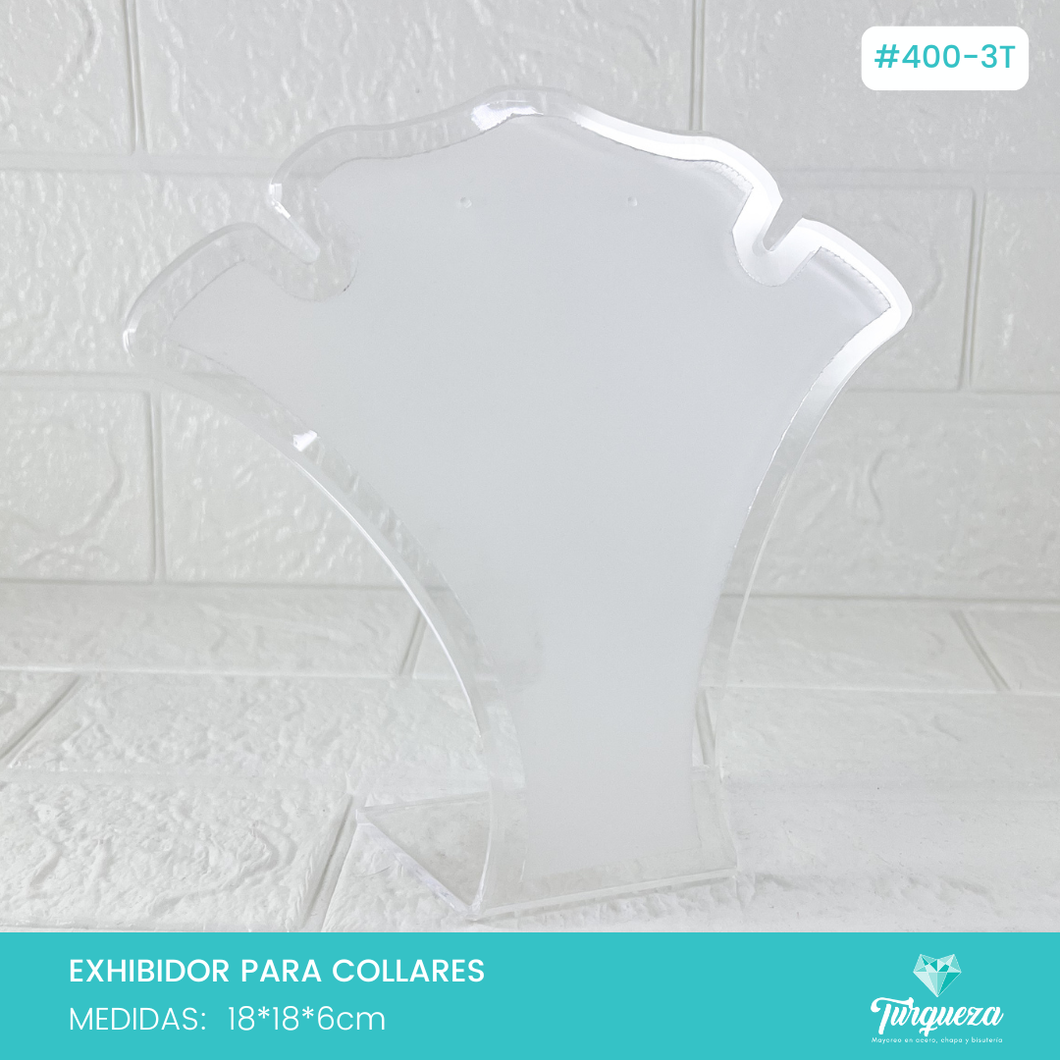 Exhibidor Cuello A GDE Collar y Aretes Transparente Glass