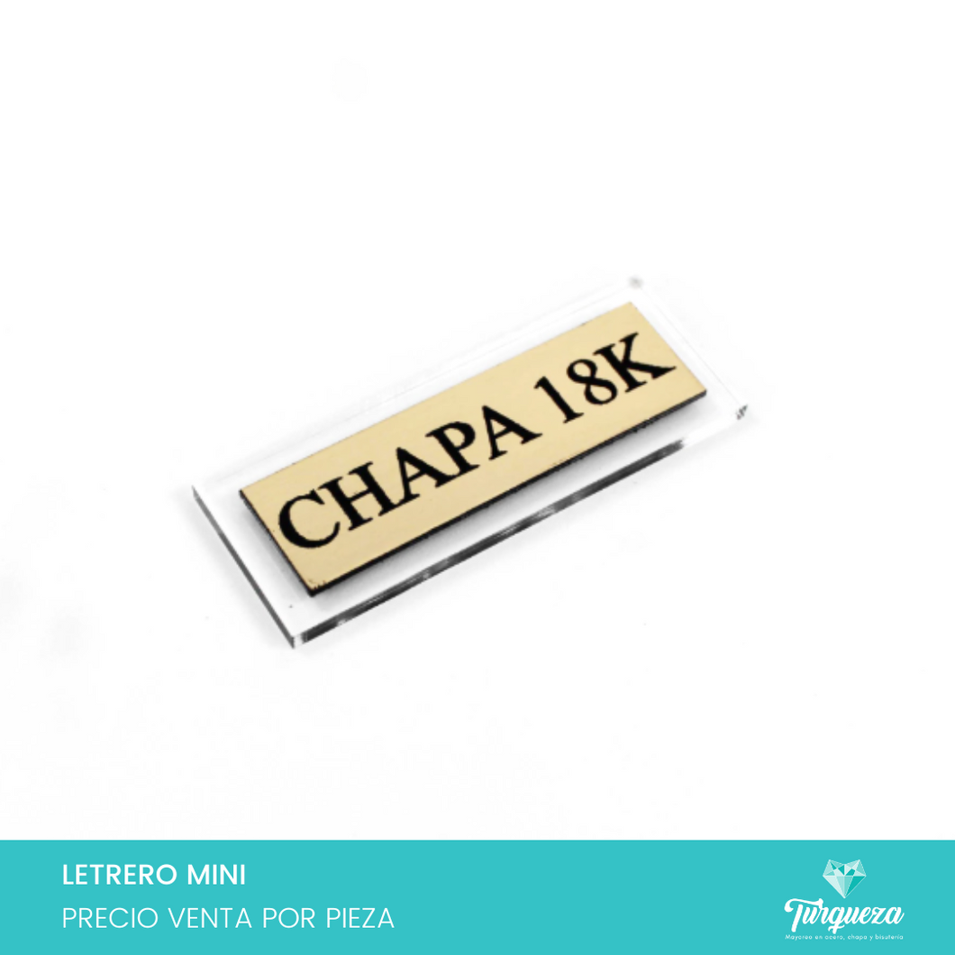 Letrero Mini Joyería CHAPA 18K