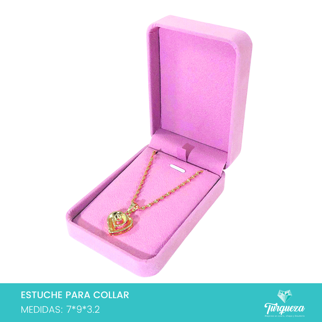 Estuche Rosa Afelpado para Joyería (7x10x3.8cm)