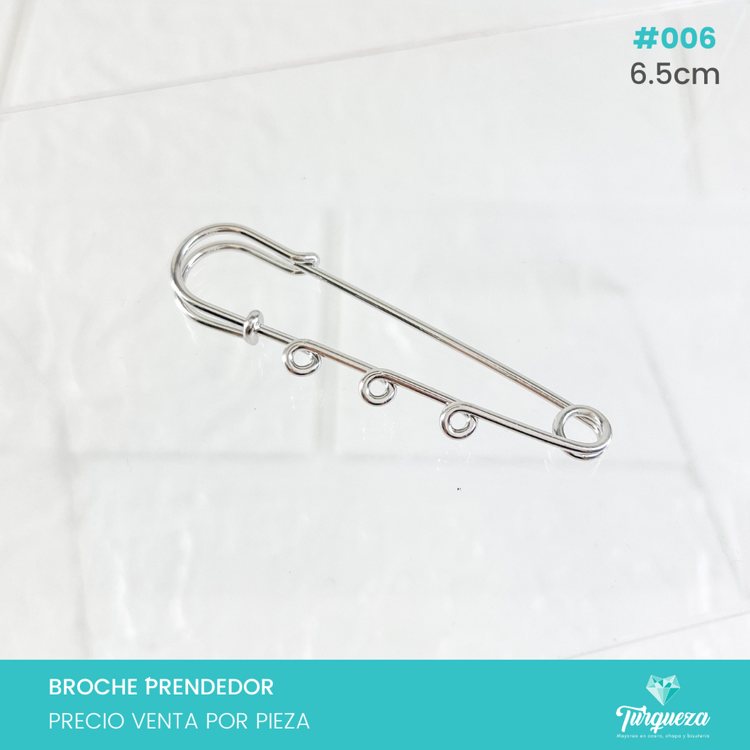 Broche Prendedor Plateado para Colgar (6.5cm) #006
