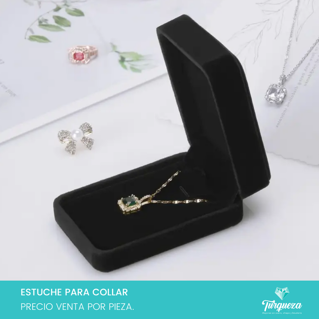 Estuche Negro Afelpado para Joyería (7x10x3.8cm)