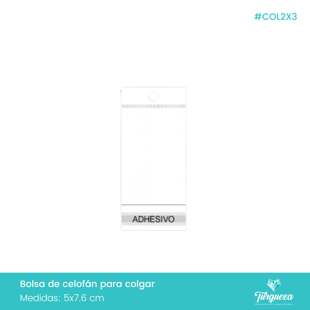 Bolsa Para Colgar de Celofán con adhesivo 2''x3'' (5x7cm) Empaque