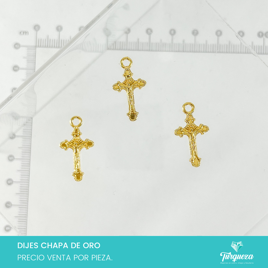 Dije Cruz Cristo 2.3 x 1.1 cm Chapa de Oro