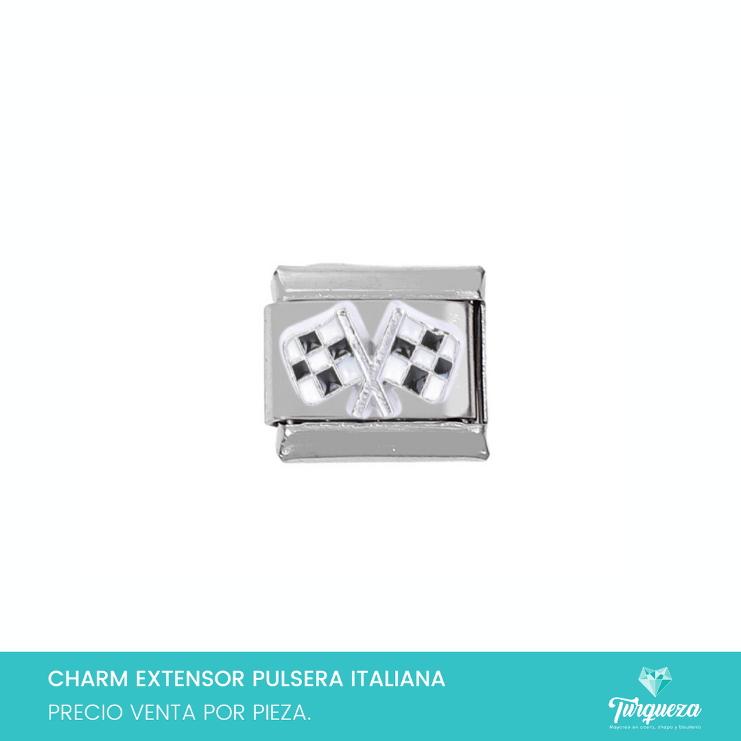 Dije Charm Carreras para Pulsera Tipo Italiana Plateado Acero Inoxidable